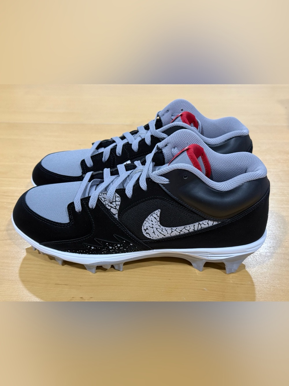 Jordan Stadium 90 Low TD “Black Cement”Football Cleats HQ0210-060 Men’s Sz.11.5